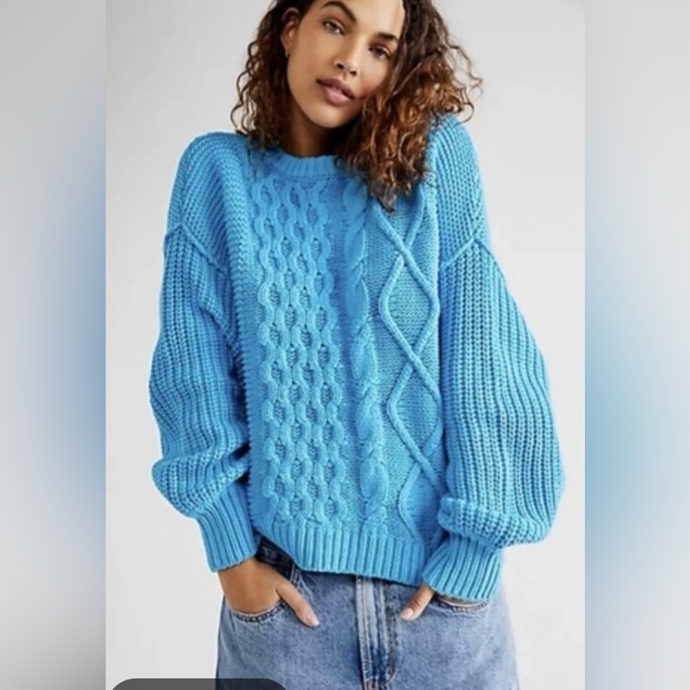Free People Dream Cable Crewneck